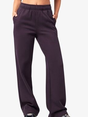 Fabletics Deep Plum Purple Cozy Fleece Wide Leg Sweatpants XXL/1X Baggy Loose